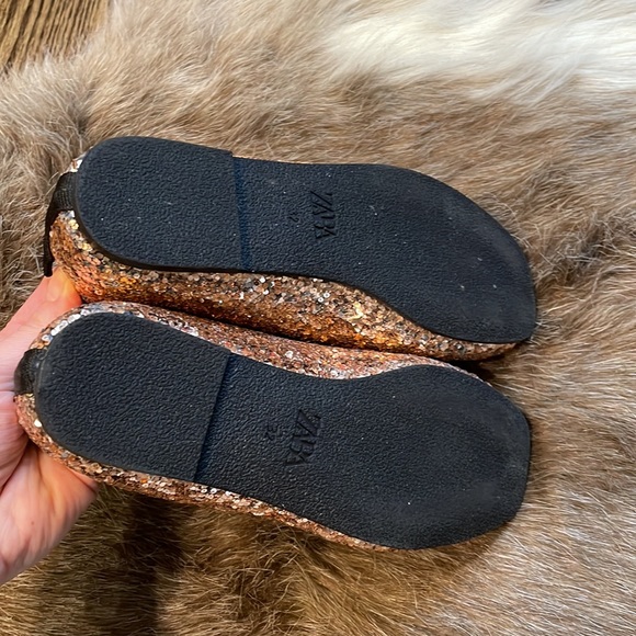 ZARA girl sequin ballet gold flats NEW - Picture 6 of 6